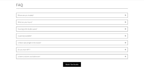 Vogue Studio FAQ web design