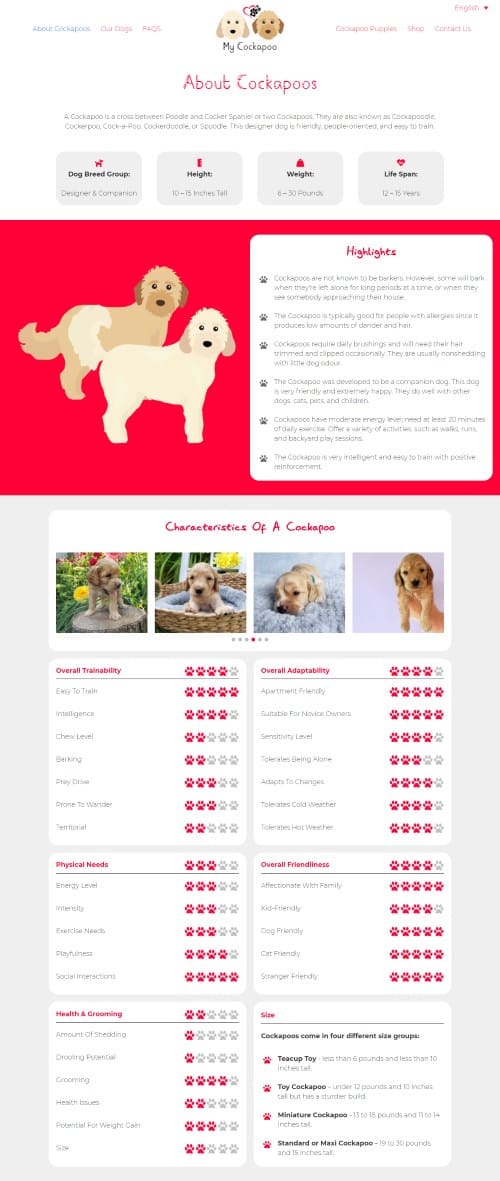 My Cockapoo Dog Website Design